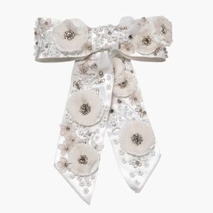 Jennifer Behr Meadow Bow Barrette Embroidered Cream